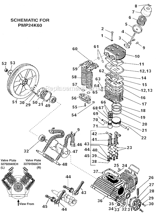 Page A Diagram and Parts List for H10312K60  Rolair Compressor