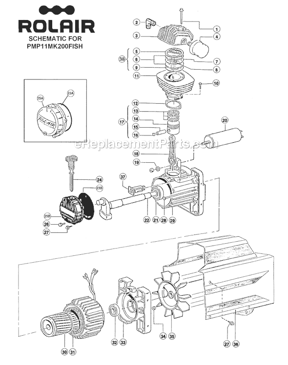 Page A Diagram and Parts List for PMP11MK200FISH  Rolair Compressor