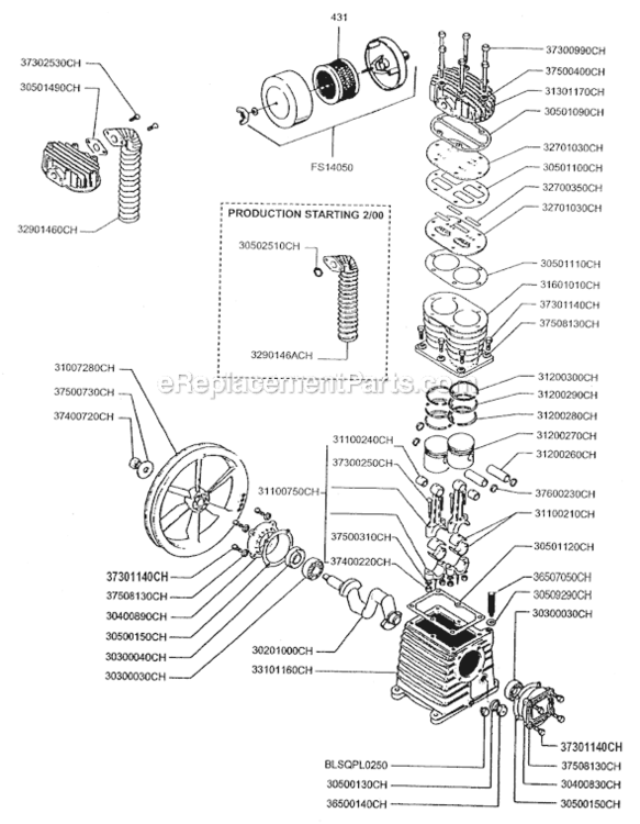 Page A Diagram and Parts List for PMP12K17CH  Rolair Compressor