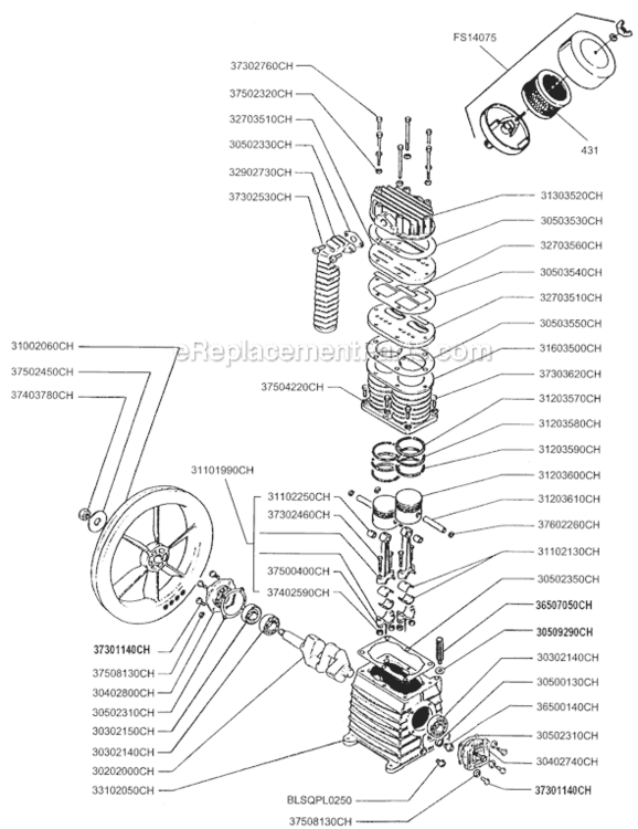 Page A Diagram and Parts List for PMP12K35CH  Rolair Compressor
