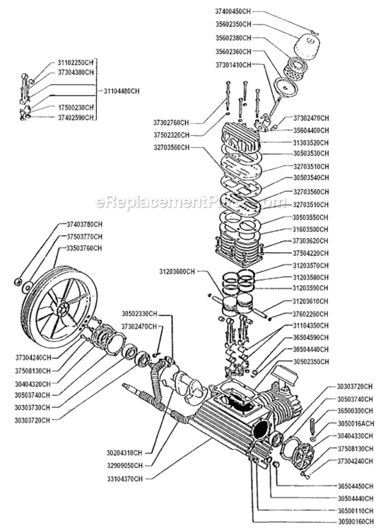 Page A Diagram and Parts List for PMP14K70CH  Rolair Compressor