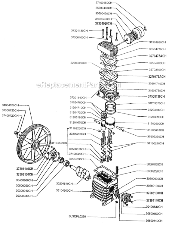 Page A Diagram and Parts List for PMP22K22CH  Rolair Compressor