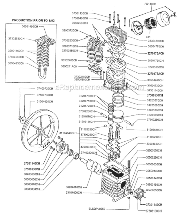 Page A Diagram and Parts List for PMP22K24CH  Rolair Compressor