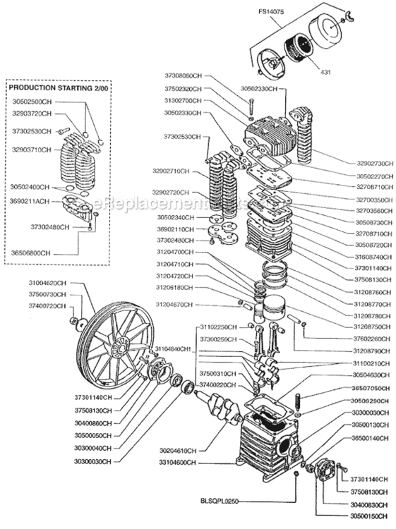 Page A Diagram and Parts List for PMP22K28CH  Rolair Compressor