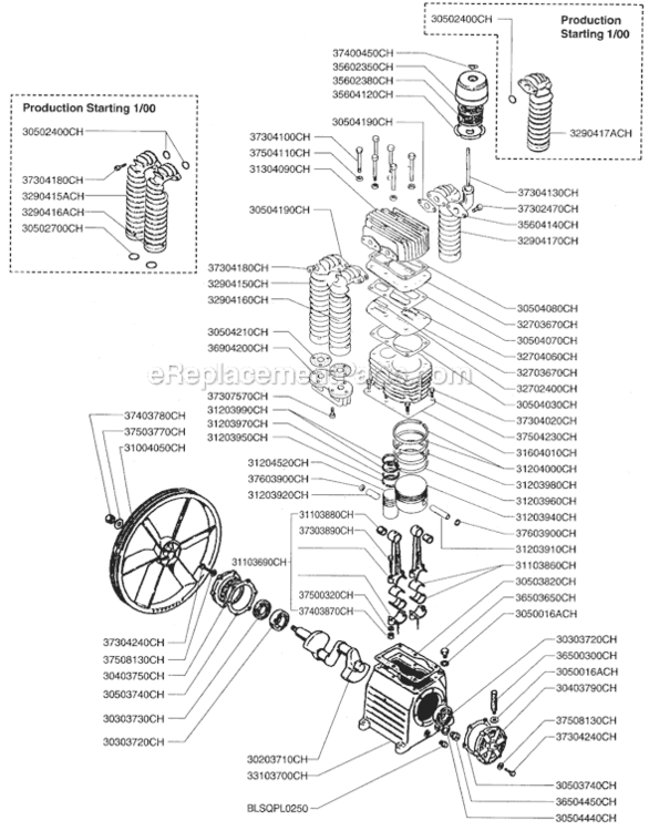 Page A Diagram and Parts List for PMP22K50CH  Rolair Compressor