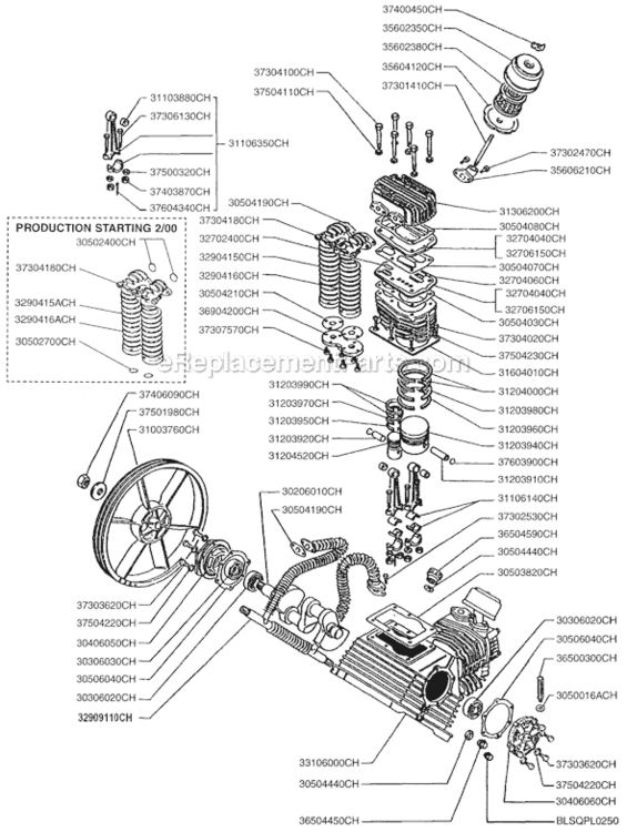 Page A Diagram and Parts List for PMP24K100CH  Rolair Compressor