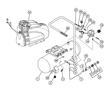 Part Location Diagram of U3003 Rolair Air Compressor Tank Gauge