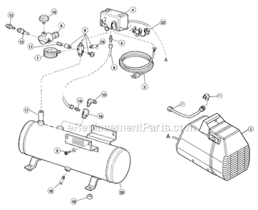 Page A Diagram and Parts List for OD1500HS3  Rolair Compressor