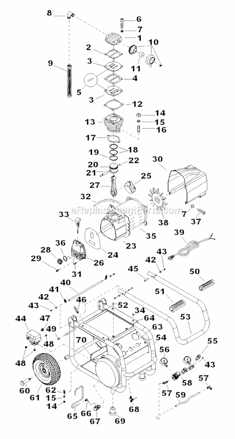 Page A Diagram and Parts List for VT25BIG  Rolair Compressor