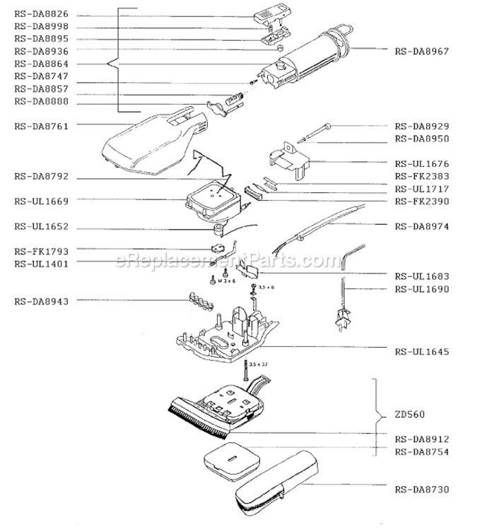 Page A Diagram and Parts List for DA56  Rowenta Steamer