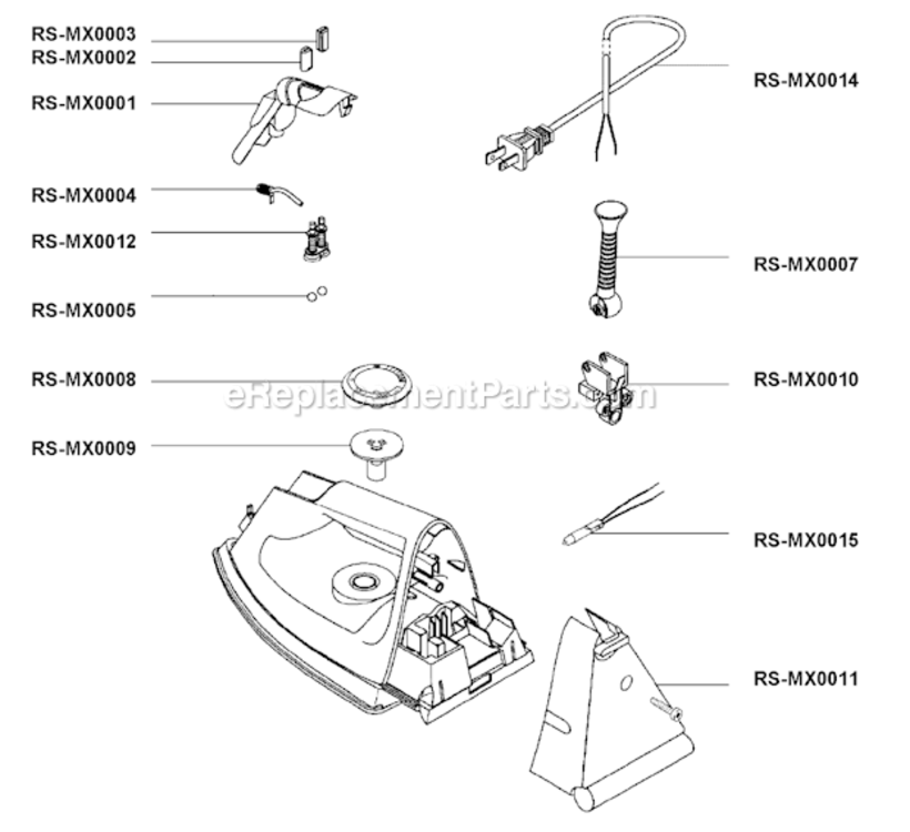 Page A Diagram and Parts List for DE013  Rowenta Iron