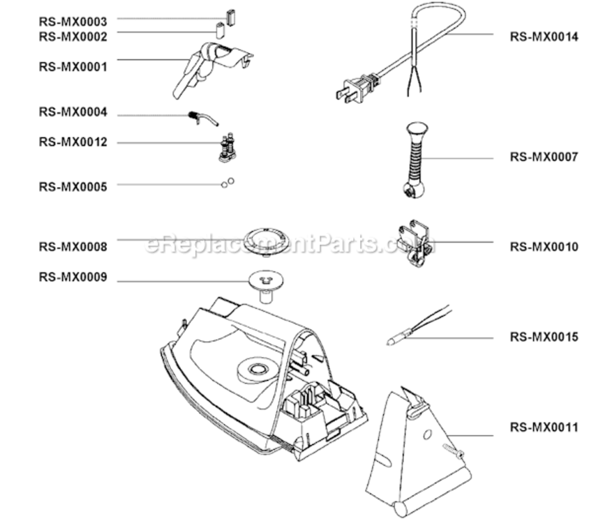 Page A Diagram and Parts List for DE09  Rowenta Iron