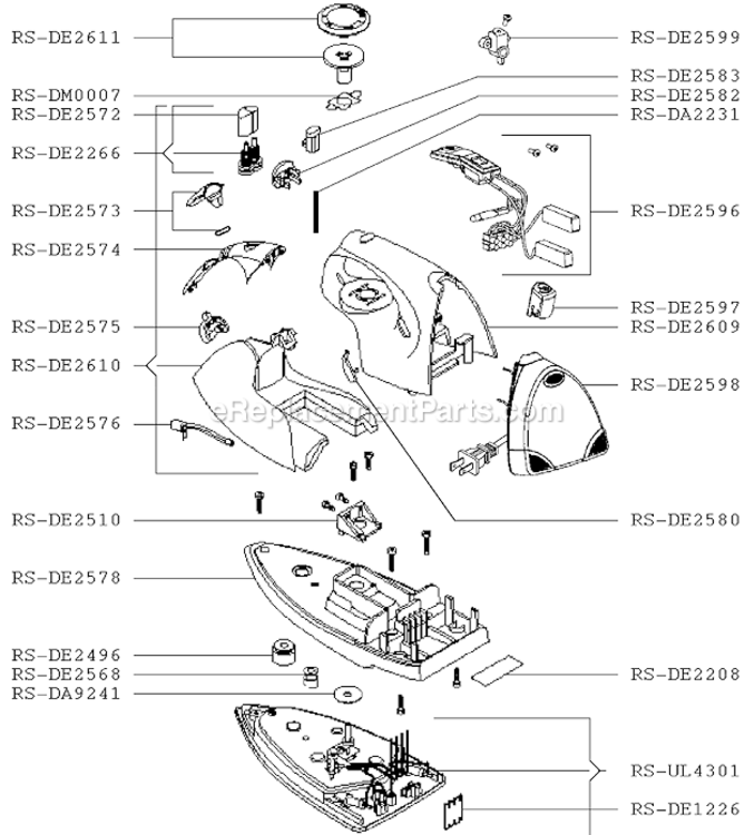 Page A Diagram and Parts List for DE480  Rowenta Iron