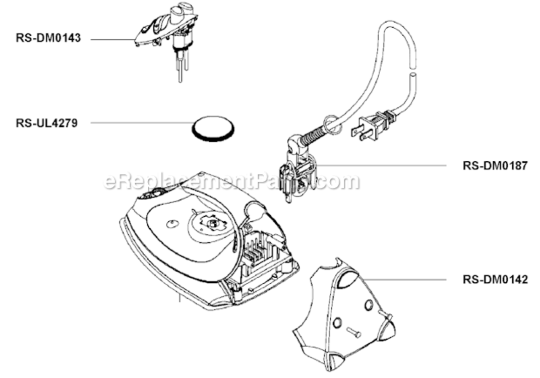 Page A Diagram and Parts List for DM150  Rowenta Iron