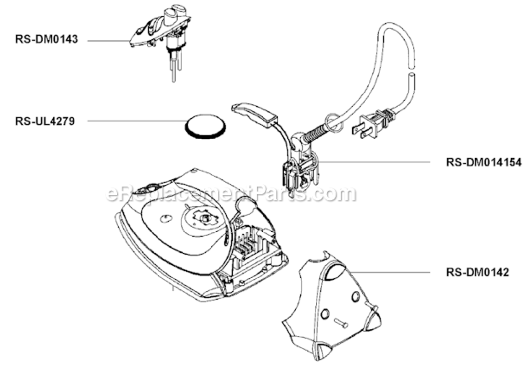Page A Diagram and Parts List for DM165  Rowenta Iron