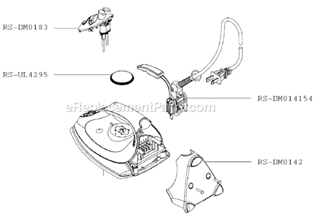 Page A Diagram and Parts List for DM190  Rowenta Iron