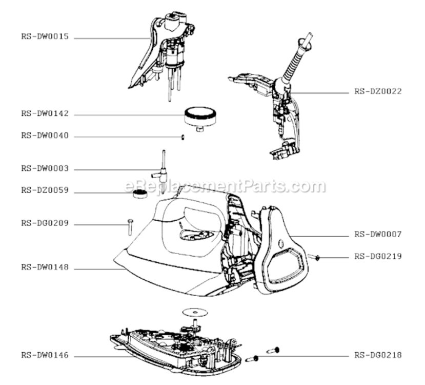 Page A Diagram and Parts List for DW8080U1 A Rowenta Iron