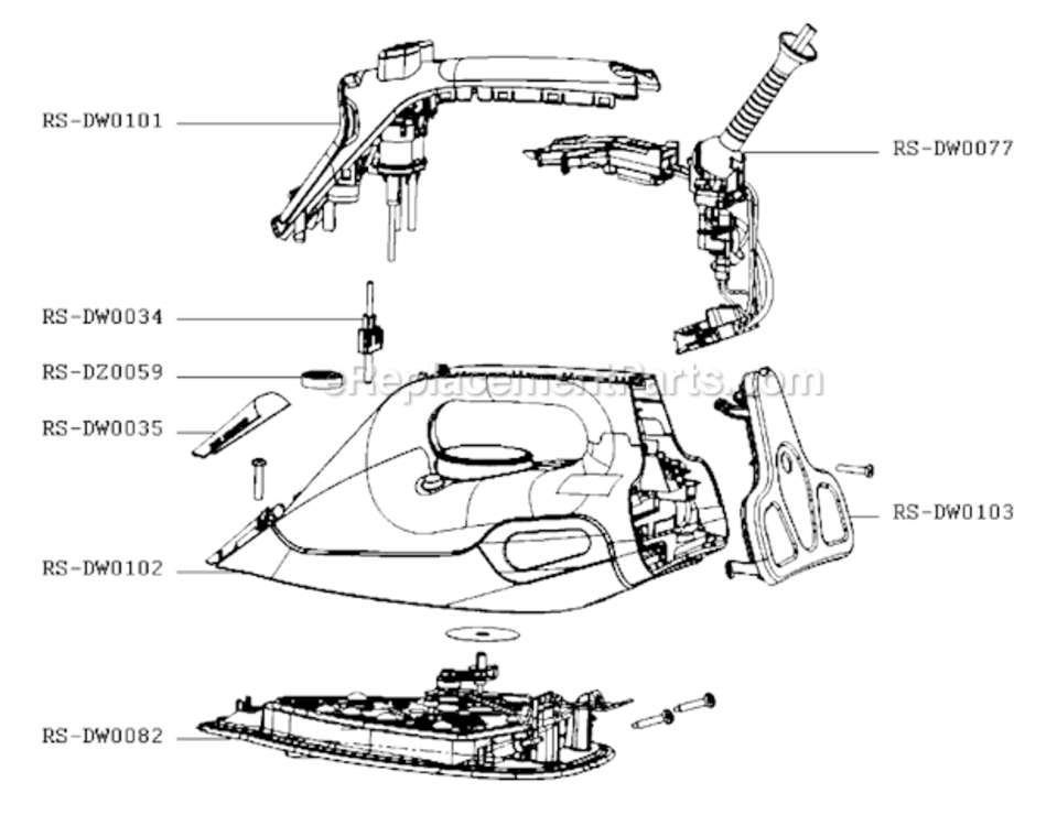 Page A Diagram and Parts List for DW9055U1  Rowenta Iron