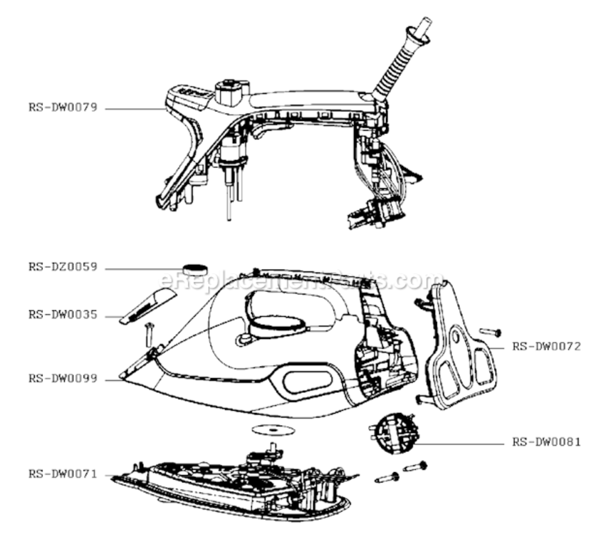 Page B Diagram and Parts List for DW9080U1 A Rowenta Iron