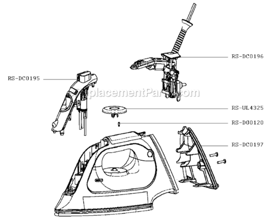 Page A Diagram and Parts List for DX1700U1/3C  Rowenta Iron