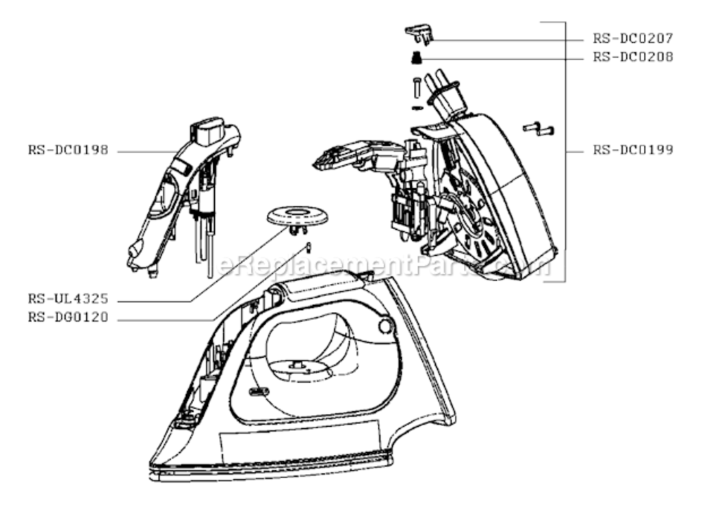 Page A Diagram and Parts List for DX1935U5/3C  Rowenta Iron