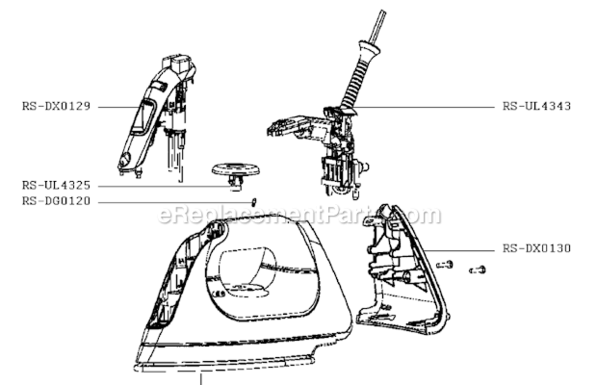 Page A Diagram and Parts List for DX6100U1  Rowenta Iron