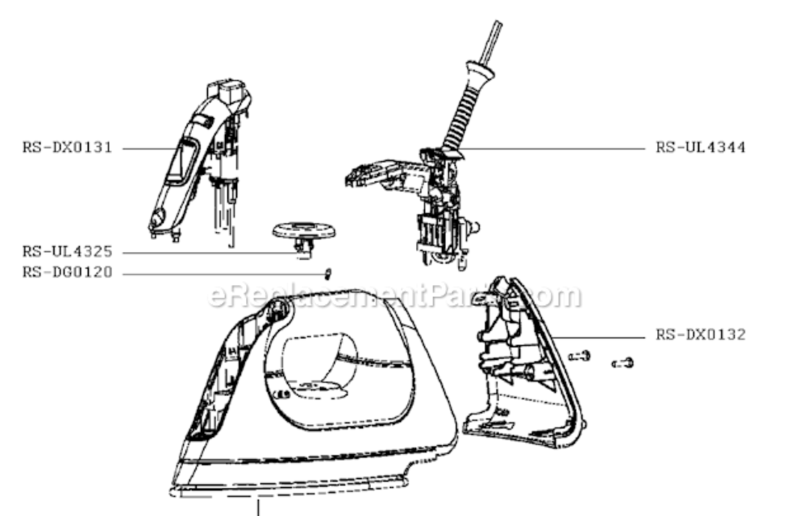 Page A Diagram and Parts List for DX6150U1  Rowenta Iron