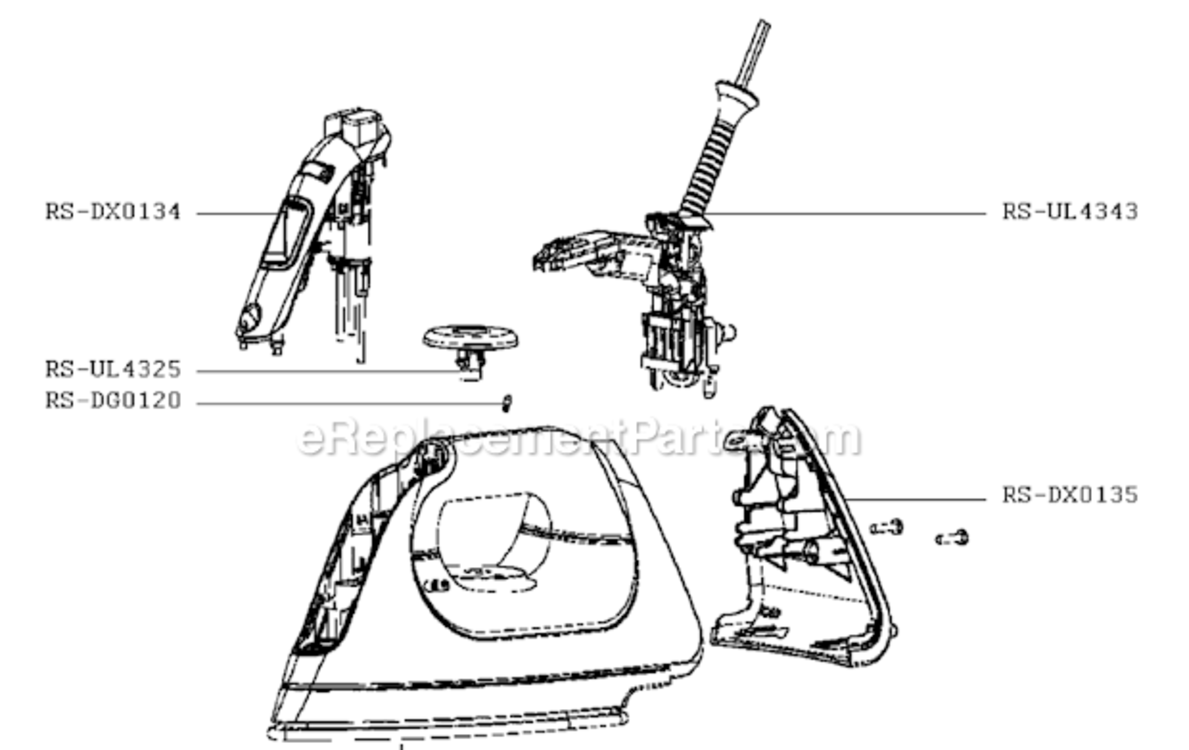 Page A Diagram and Parts List for DX6250U1  Rowenta Iron