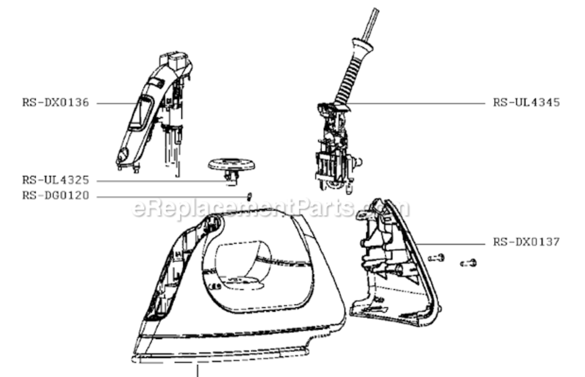 Page A Diagram and Parts List for DX6650U1  Rowenta Iron