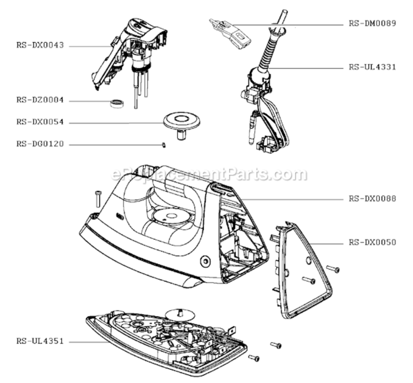 Page A Diagram and Parts List for DX8906U1  Rowenta Iron