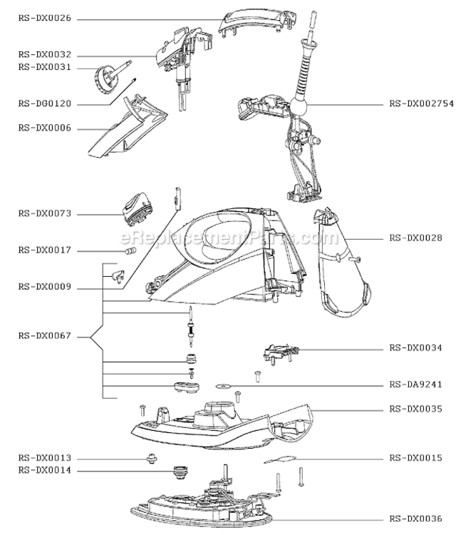 Page A Diagram and Parts List for DX9800U1A After 0405 Rowenta Iron