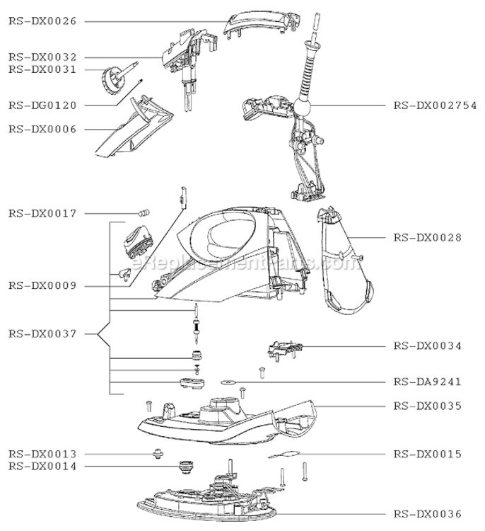 Page A Diagram and Parts List for DX9800U1  Rowenta Iron