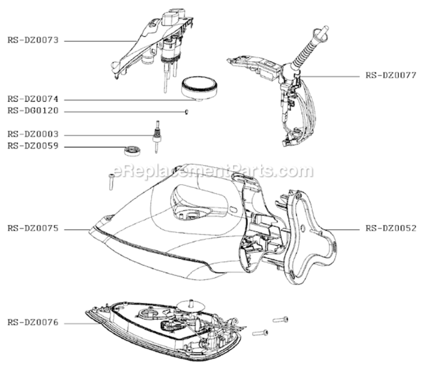 Page A Diagram and Parts List for DZ9050U5  Rowenta Iron