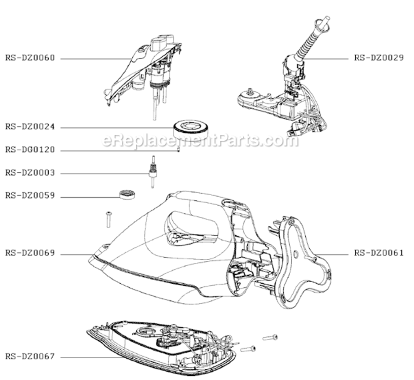Page A Diagram and Parts List for DZ9080U1  Rowenta Iron