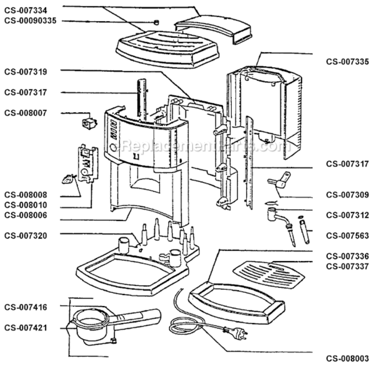 Page B Diagram and Parts List for ES15  Rowenta Coffee Maker