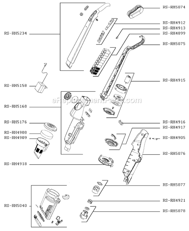 Page B Diagram and Parts List for RH8559U1/9A3  Rowenta Upright Vacuum
