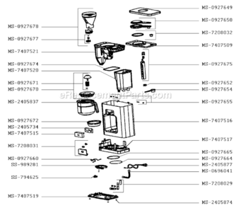 Page A Diagram and Parts List for CT8012UA/7Q  Rowenta Coffee Maker
