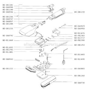 Page A Diagram and Parts List for DA55B  Rowenta Steamer