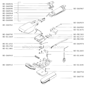 Page A Diagram and Parts List for DA55  Rowenta Steamer