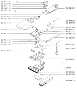 Page A Diagram and Parts List for DA56B  Rowenta Steamer