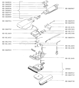 Page A Diagram and Parts List for DA56  Rowenta Steamer