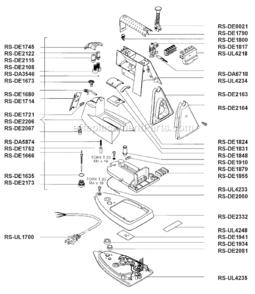 Page A Diagram and Parts List for DE262A  Rowenta Iron