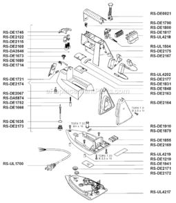Page A Diagram and Parts List for DE263  Rowenta Iron