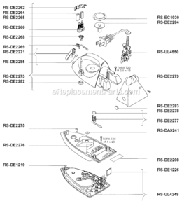 Page A Diagram and Parts List for DE322  Rowenta Iron