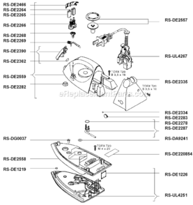 Page A Diagram and Parts List for DE336B  Rowenta Iron