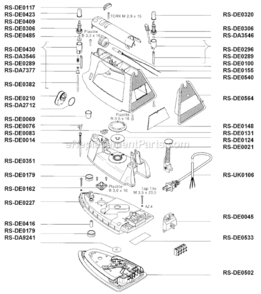 Page A Diagram and Parts List for DE471  Rowenta Iron