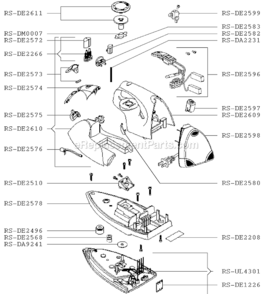 Page A Diagram and Parts List for DE480  Rowenta Iron