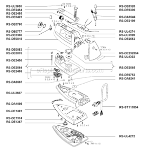 Page A Diagram and Parts List for DE836B  Rowenta Iron