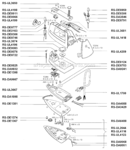 Page A Diagram and Parts List for DE871A  Rowenta Iron