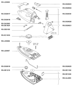 Page B Diagram and Parts List for DG050  Rowenta Iron